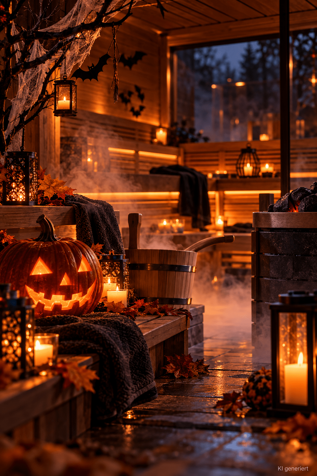 Gespenstische Halloween Sauna Im Kerzenschein