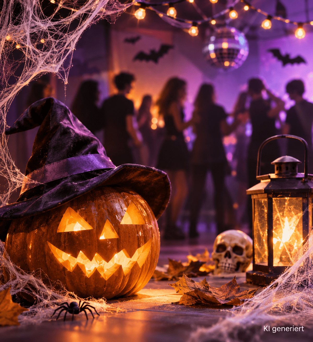Leuchtender Halloween Kürbis Mit Partylichtern